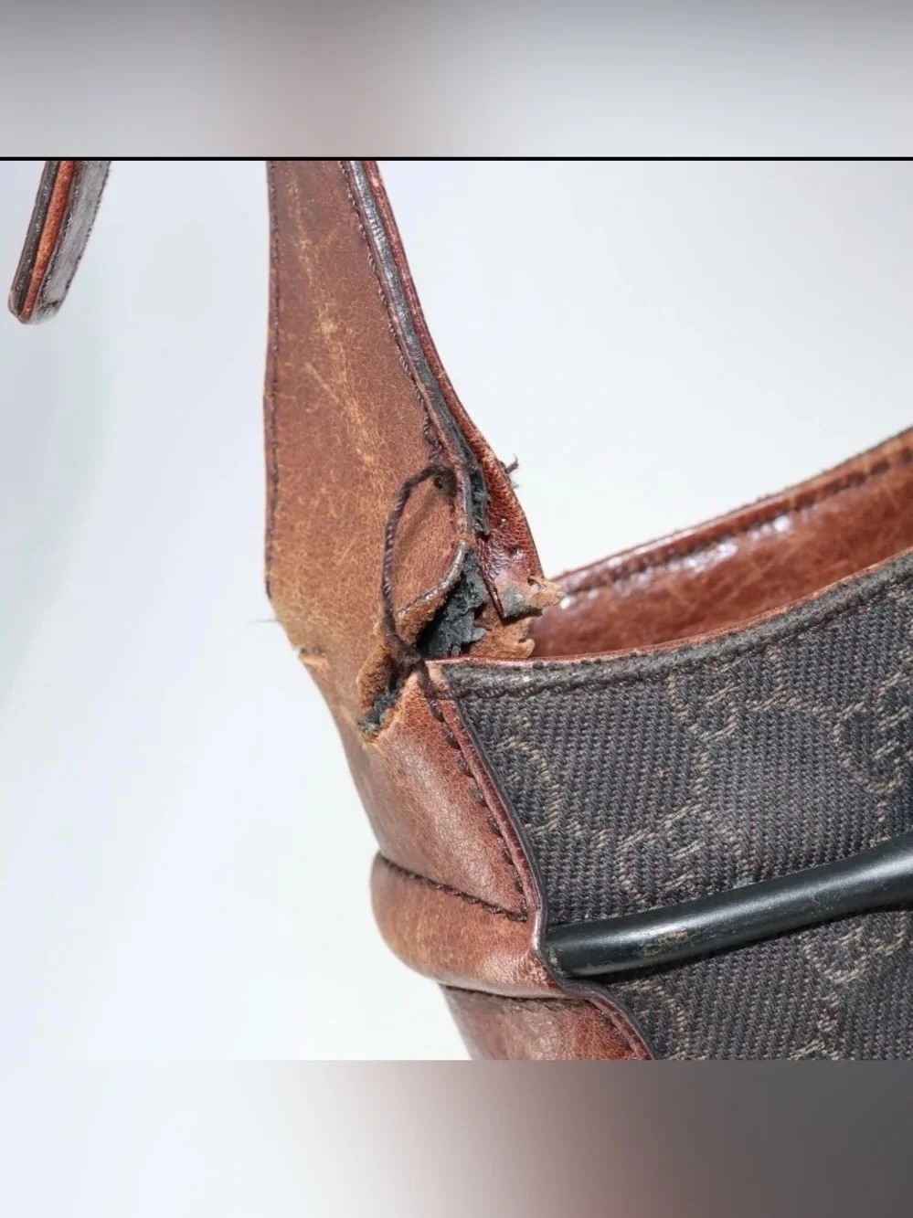 Gucci Horse-bit Brown Monogram Canvas Shoulder Bag w/ Brown Leather Trim - Picture 12 of 16